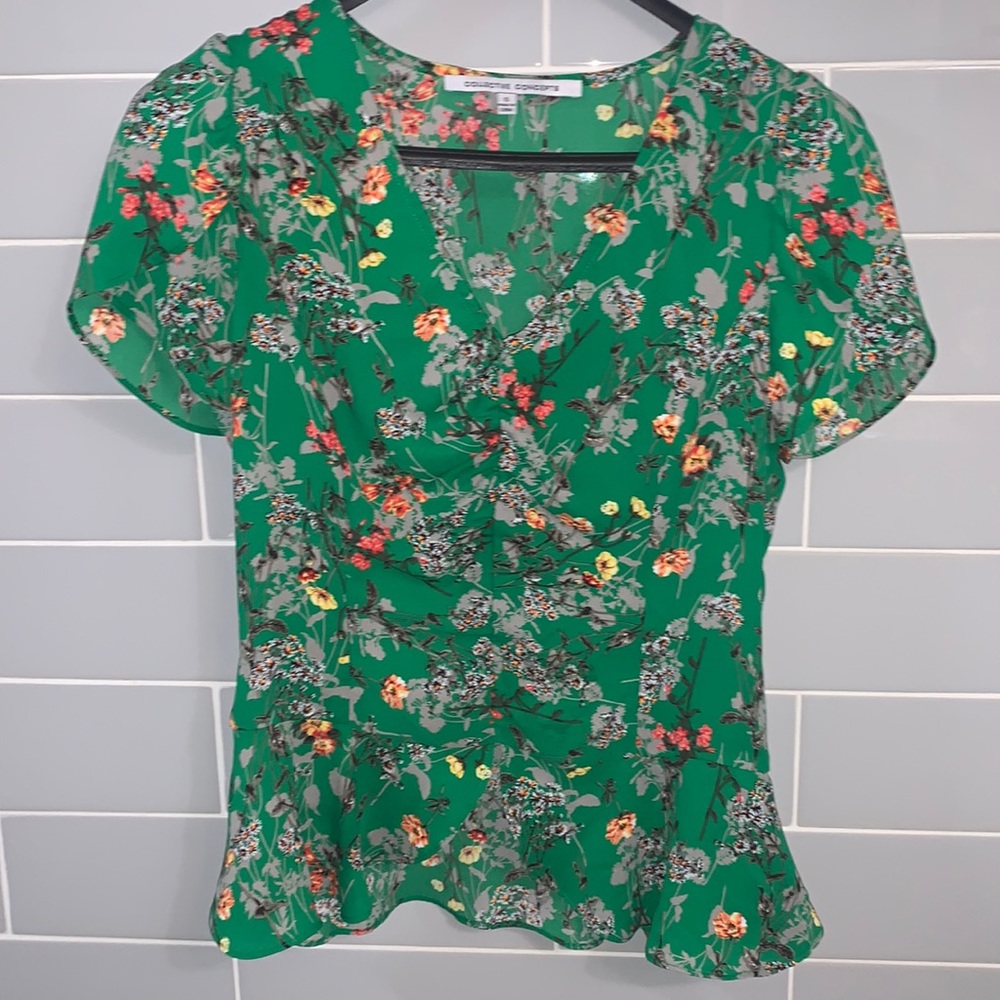 Green Floral Blouse